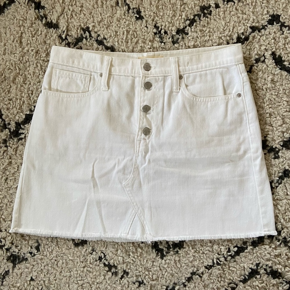 Madewell Rigid Denim A-Line Mini: Button-Front